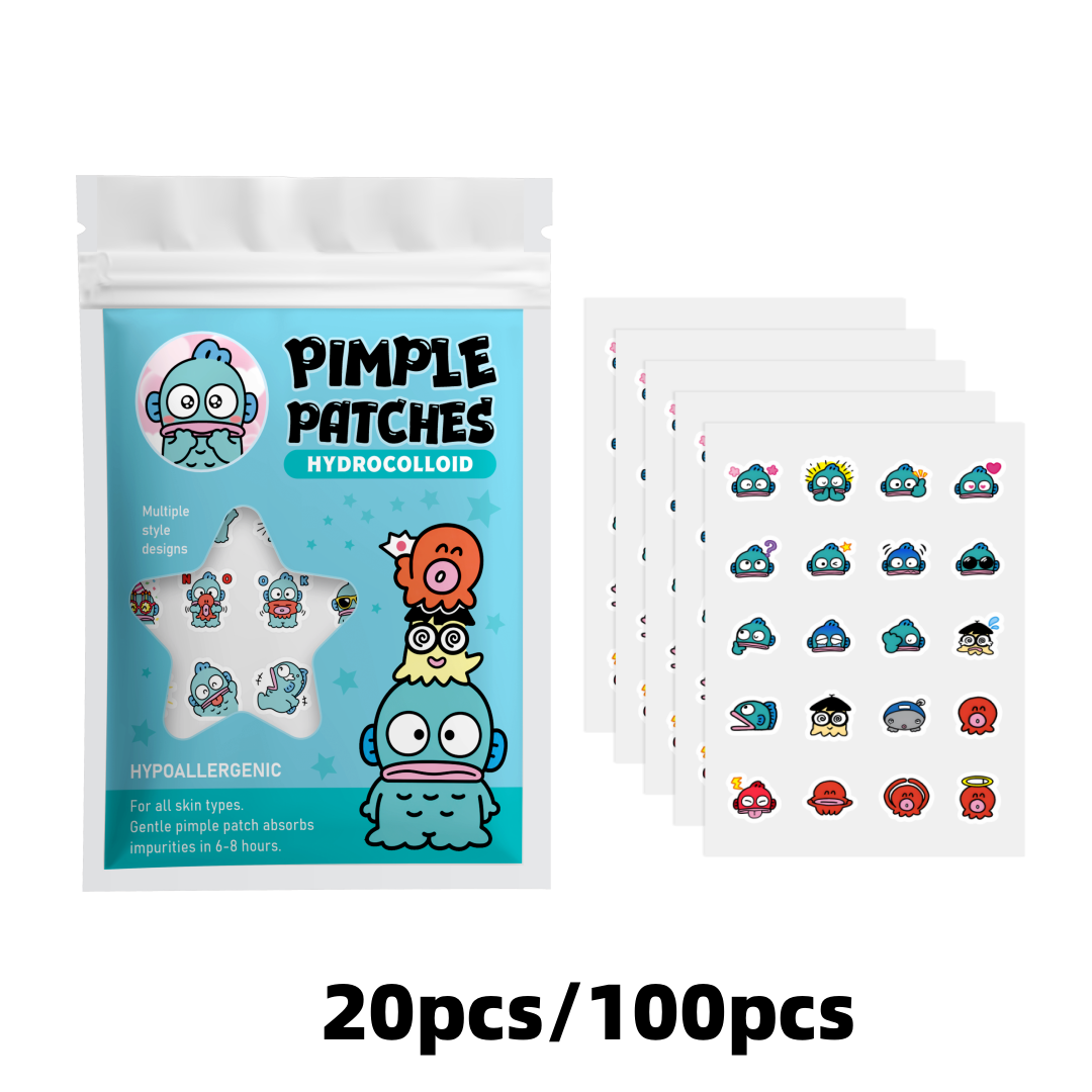 Hydrocolloid Pimple Patch - 100/20개입 귀여운 광대어 모양 하이드로콜로이드 여드름