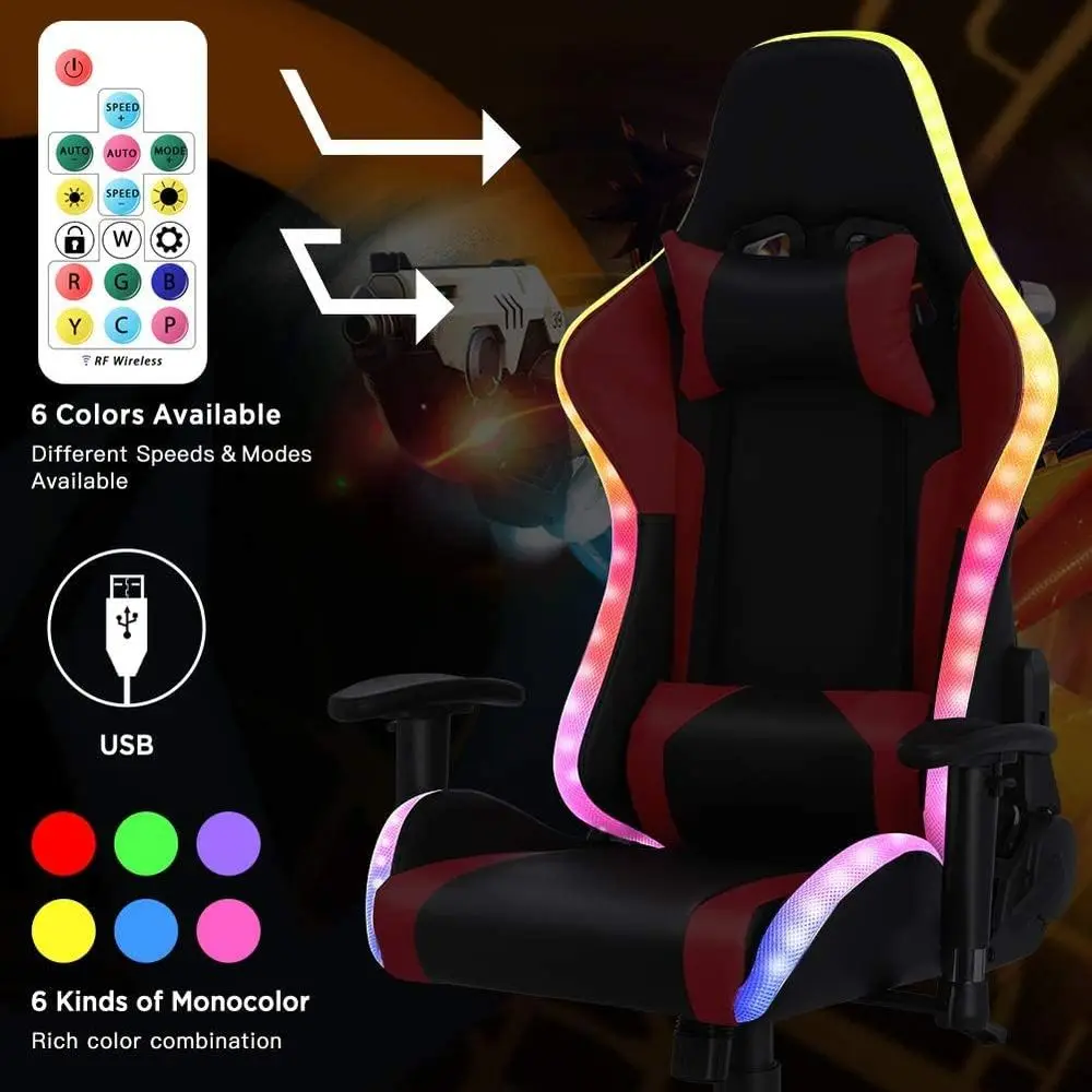 인체공학적 하이백 게이밍 의자 (LED RGB 조명,  - Massage 리뷰 및 가격