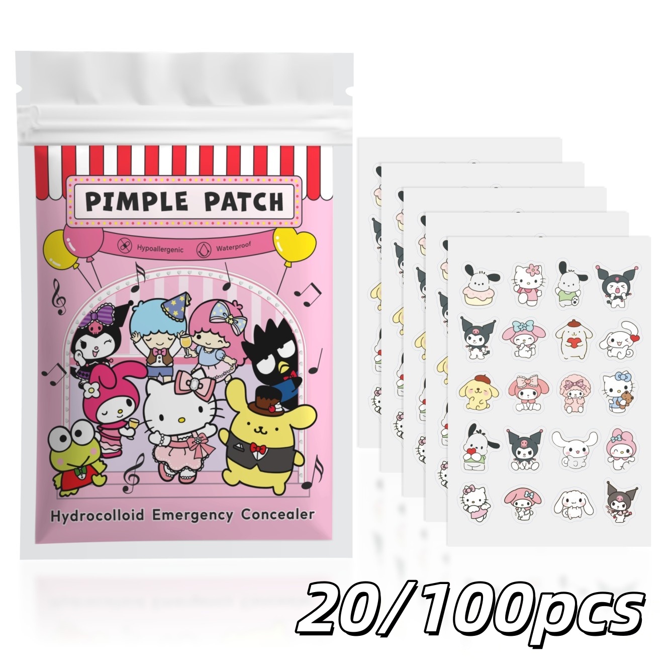 20/100pcs 헬로 키티 하이드로콜로이드 여드름 패 - Hydrocolloid Pimple Patch 리뷰 및 가격