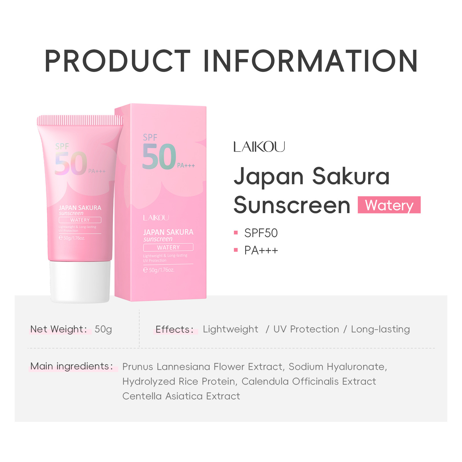 라이코우 사쿠라 SPF50 PA+++ 페이셜 선 로션  - Spf 50 Waterproof Sunscreen 리뷰 및 가격